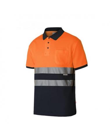 Comprar Polo bicolor manga corta alta visibilidad serie 305513 online barato Naranja Fluor