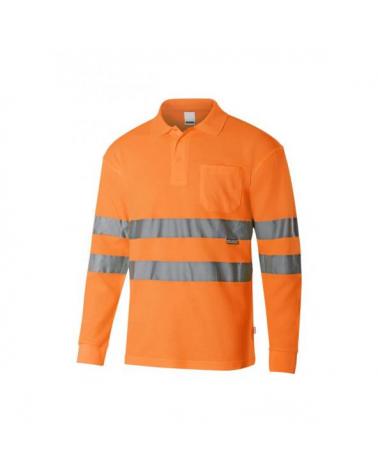 Comprar Polo manga larga alta visibilidad serie 305514 online barato Naranja Fluor