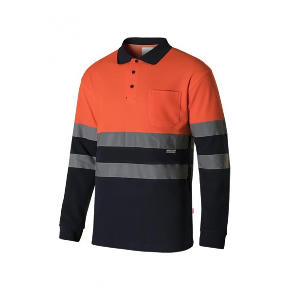 Comprar Polo bicolor manga larga alta visibilidad serie 305515 online barato Naranja Fluor