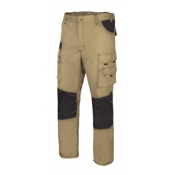 Comprar Pantalón canvas bicolor  multibolsillos serie 103011b online barato Beige Arena/Negro