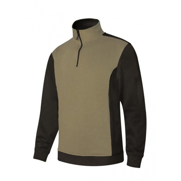 Comprar Sudadera bicolor con media cremallera serie 105703 online barato Beige Arena/Negro