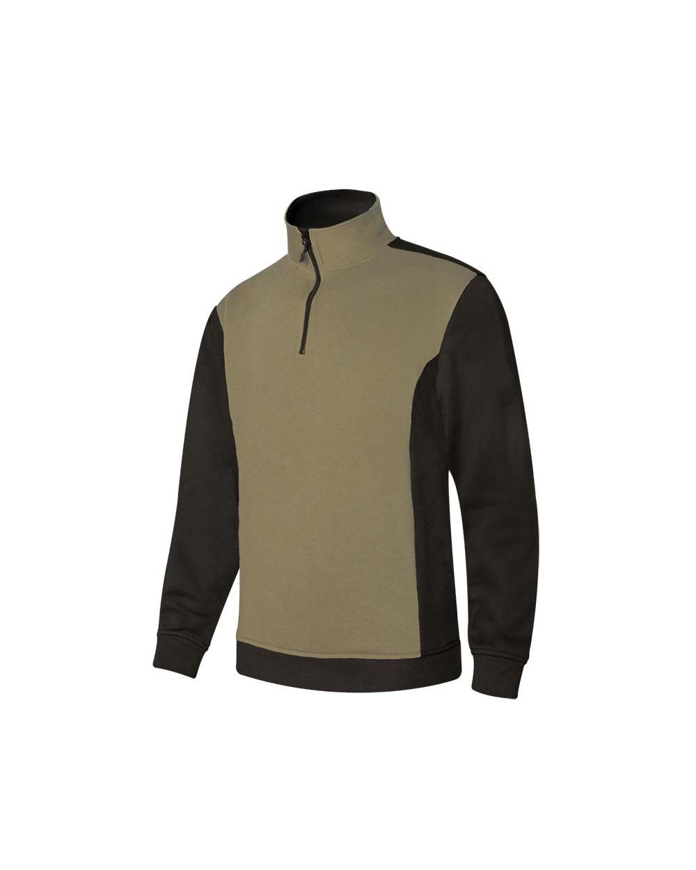 Comprar Sudadera bicolor con media cremallera serie 105703 online barato Beige Arena/Negro