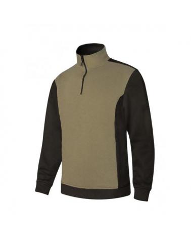 Comprar Sudadera bicolor con media cremallera serie 105703 online barato Beige Arena/Negro