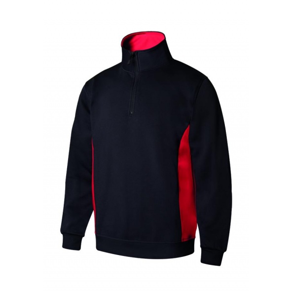 Comprar Sudadera bicolor con media cremallera serie 105704 online barato Negro/Rojo